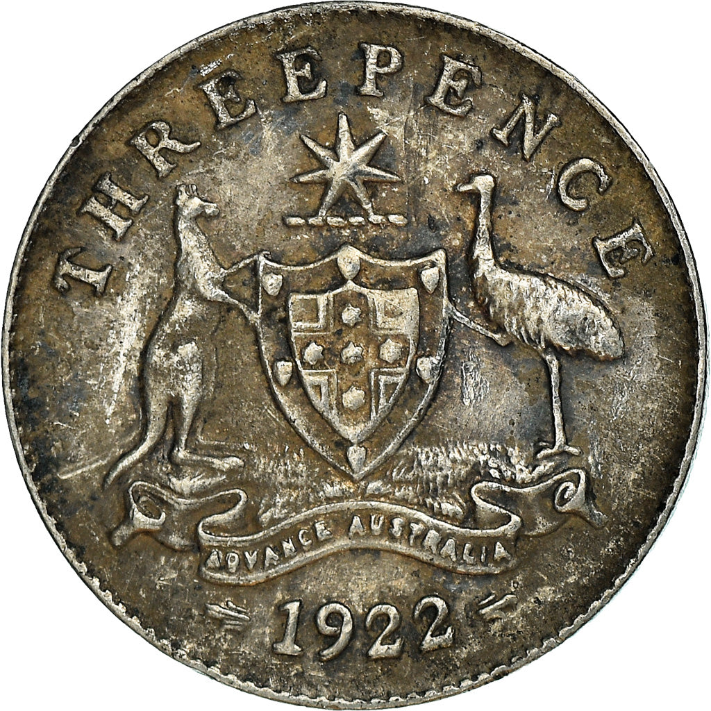 Coin, Australia, George V, Threepence, 1922, EF(40-45), Silver, KM:24