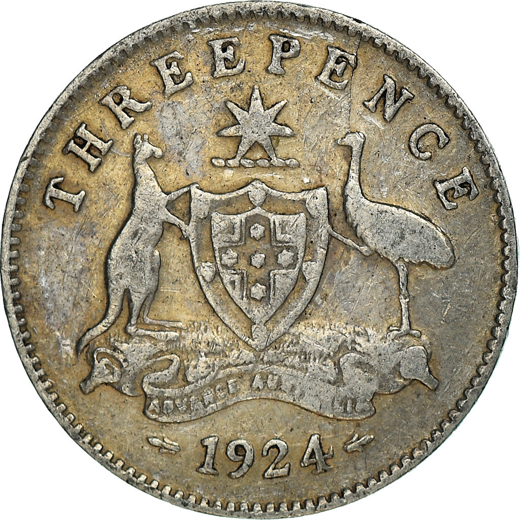 Coin, Australia, George V, Threepence, 1924, VF(30-35), Silver, KM:24