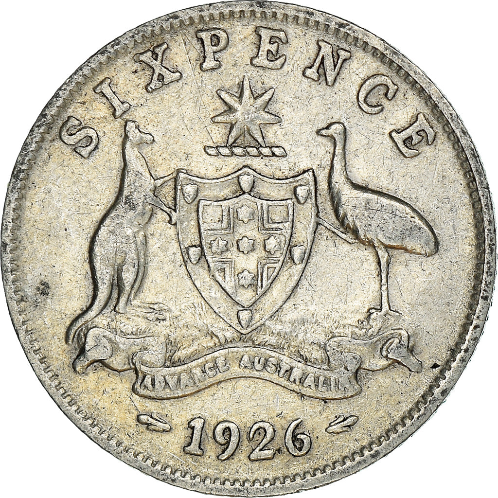 Coin, Australia, George V, Sixpence, 1926, Melbourne, EF(40-45), Silver, KM:25