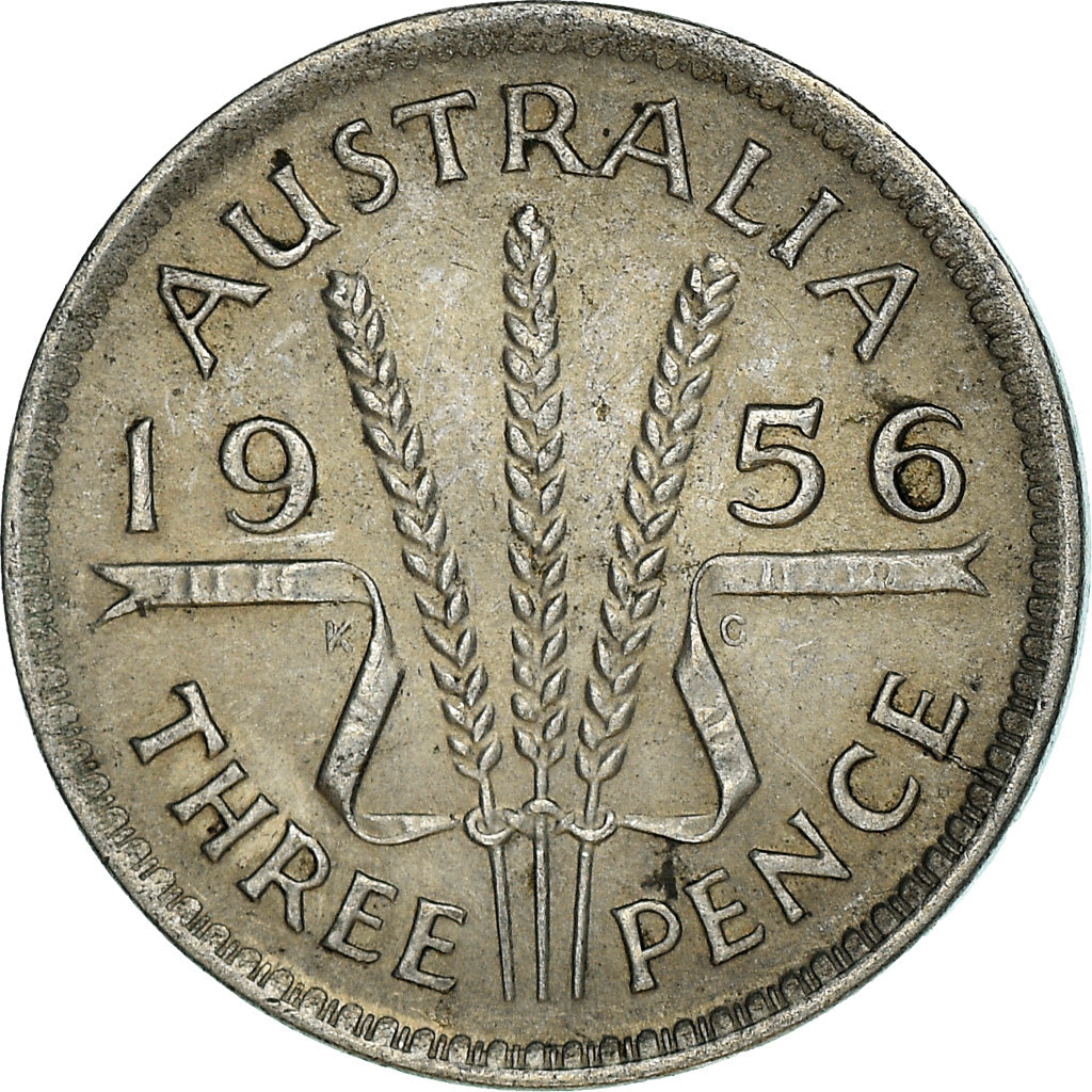 Coin, Australia, Elizabeth II, Threepence, 1956, Melbourne, EF(40-45), Silver