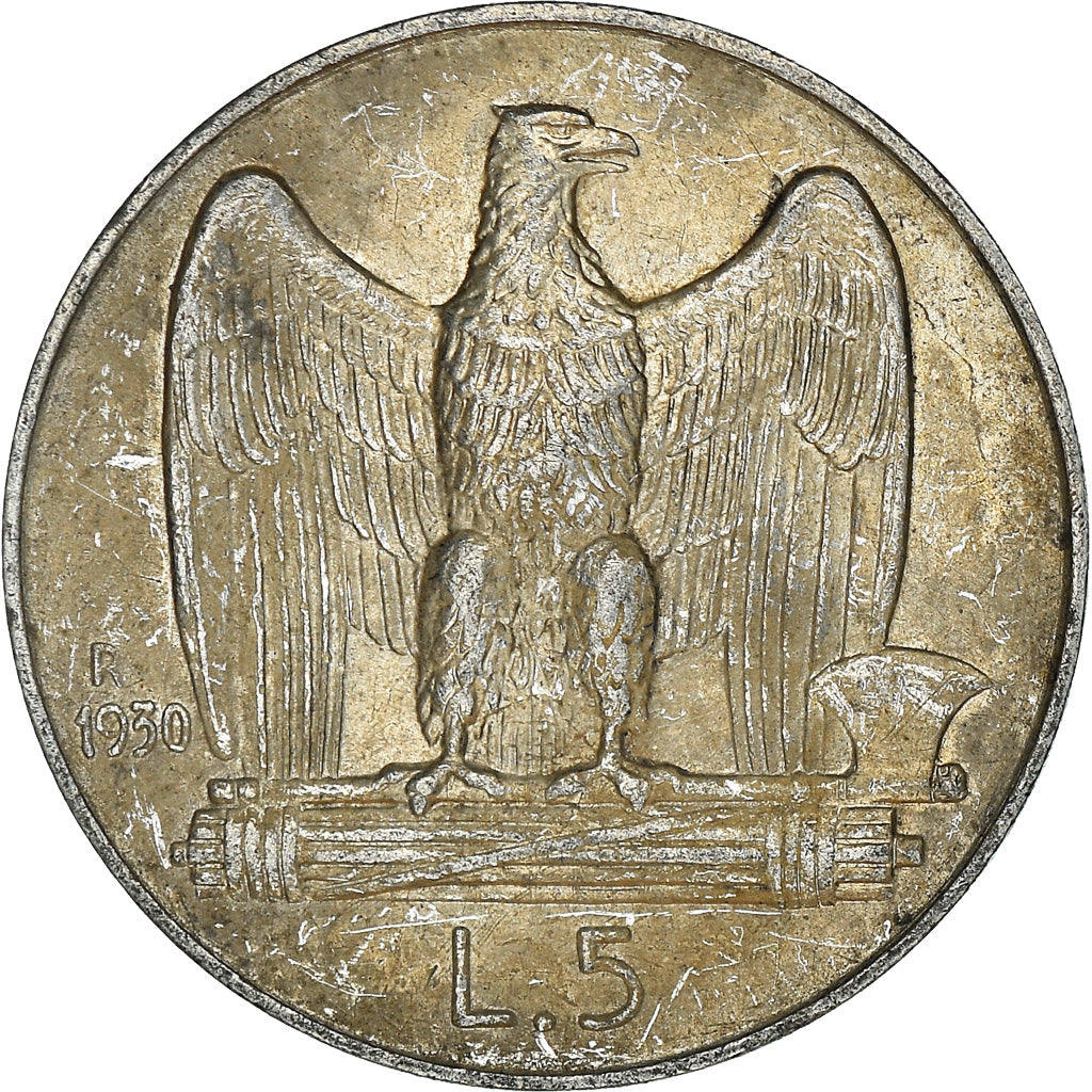 Coin, Italy, Vittorio Emanuele III, 5 Lire, 1930, Rome, EF(40-45), Silver