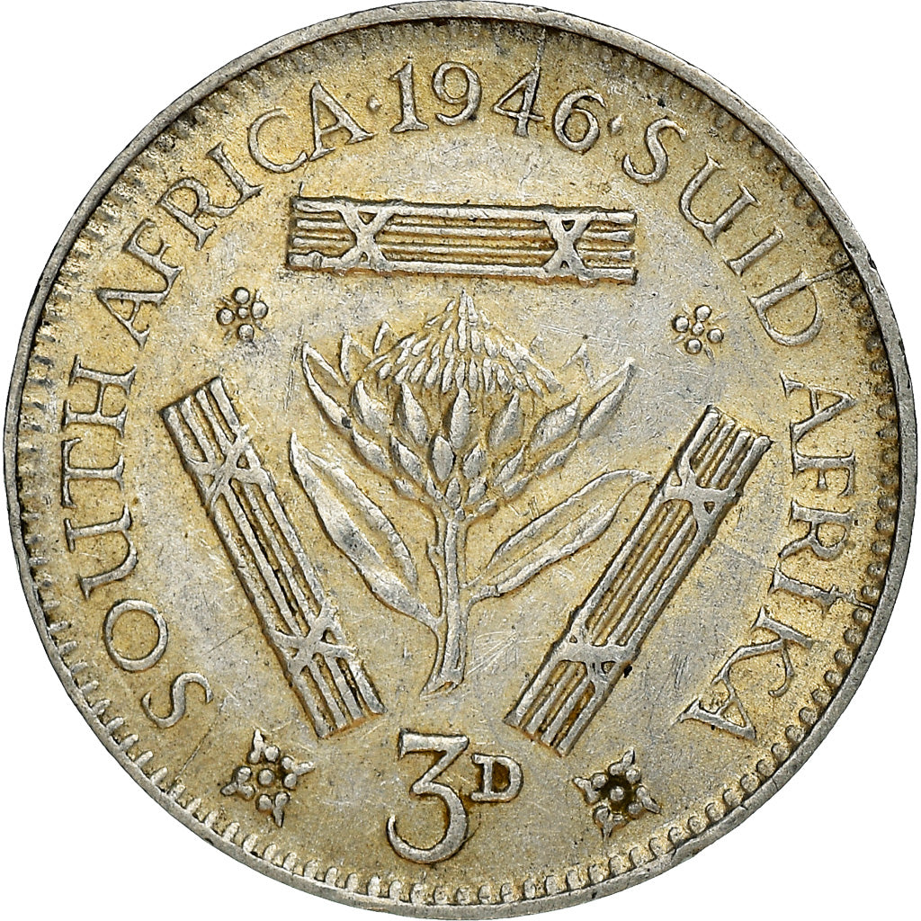 Münze, Südafrika, George VI, 3 Pence, 1946, SS, Silber, KM:26