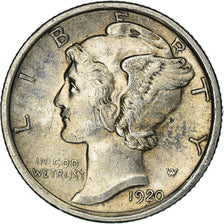 Coin, United States, Mercury Dime, Dime, 1920, U.S. Mint, Philadelphia
