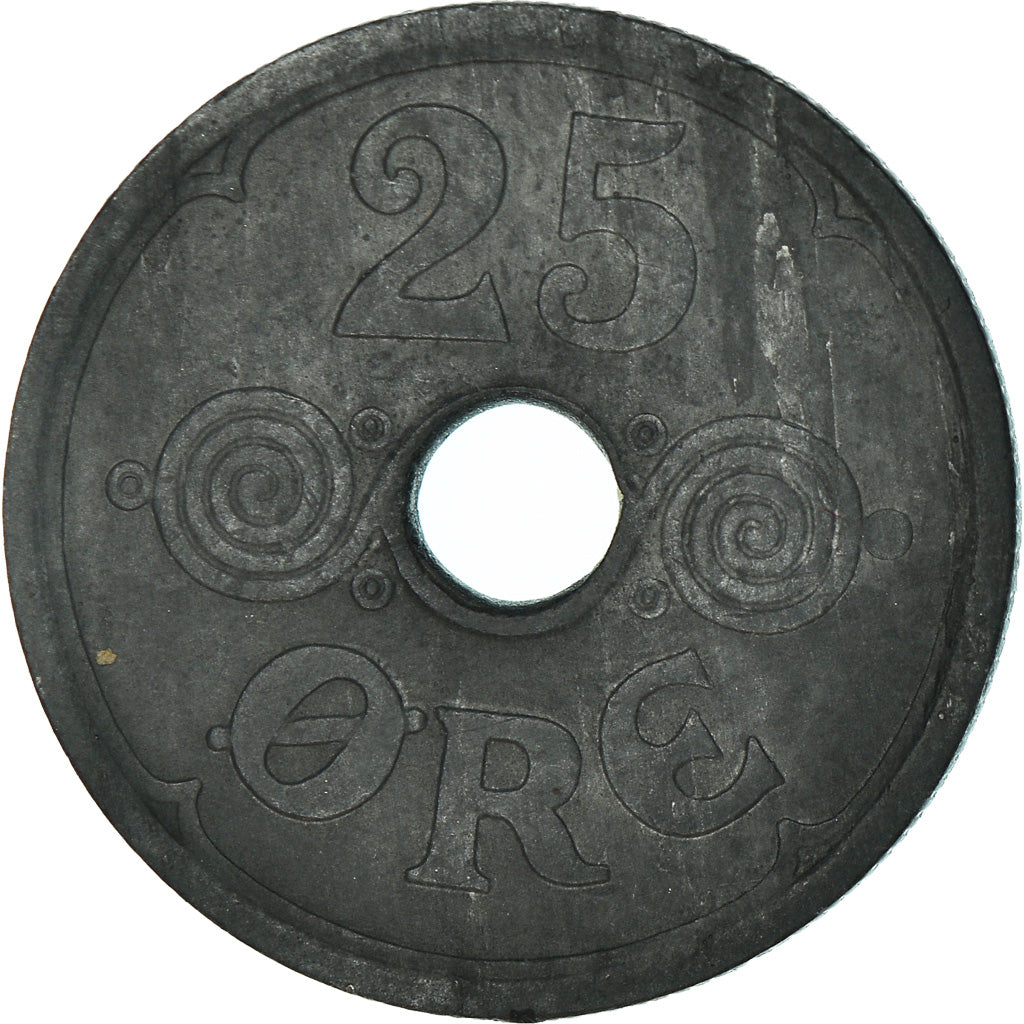 Moneta, Danimarca, Christian X, 25 Öre, 1944, Copenhagen, MB+, Zinco, KM:823.2a