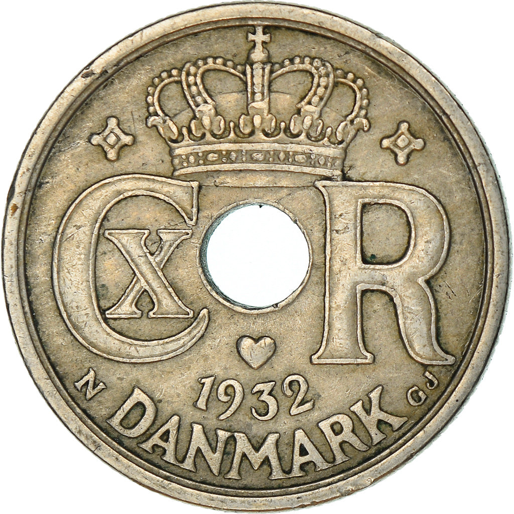 Munten, Denemarken, Christian X, 25 Öre, 1932, Copenhagen, FR+, Copper-nickel