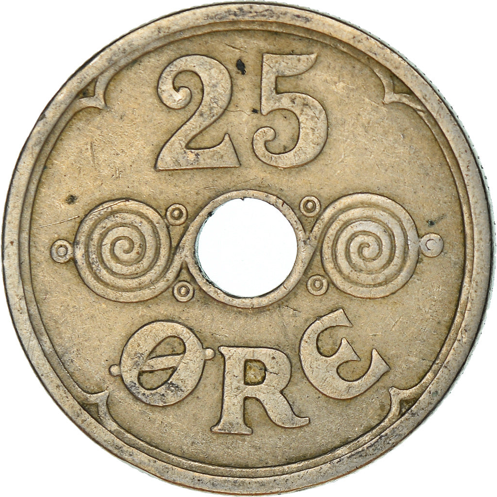 Munten, Denemarken, Christian X, 25 Öre, 1932, Copenhagen, FR+, Copper-nickel