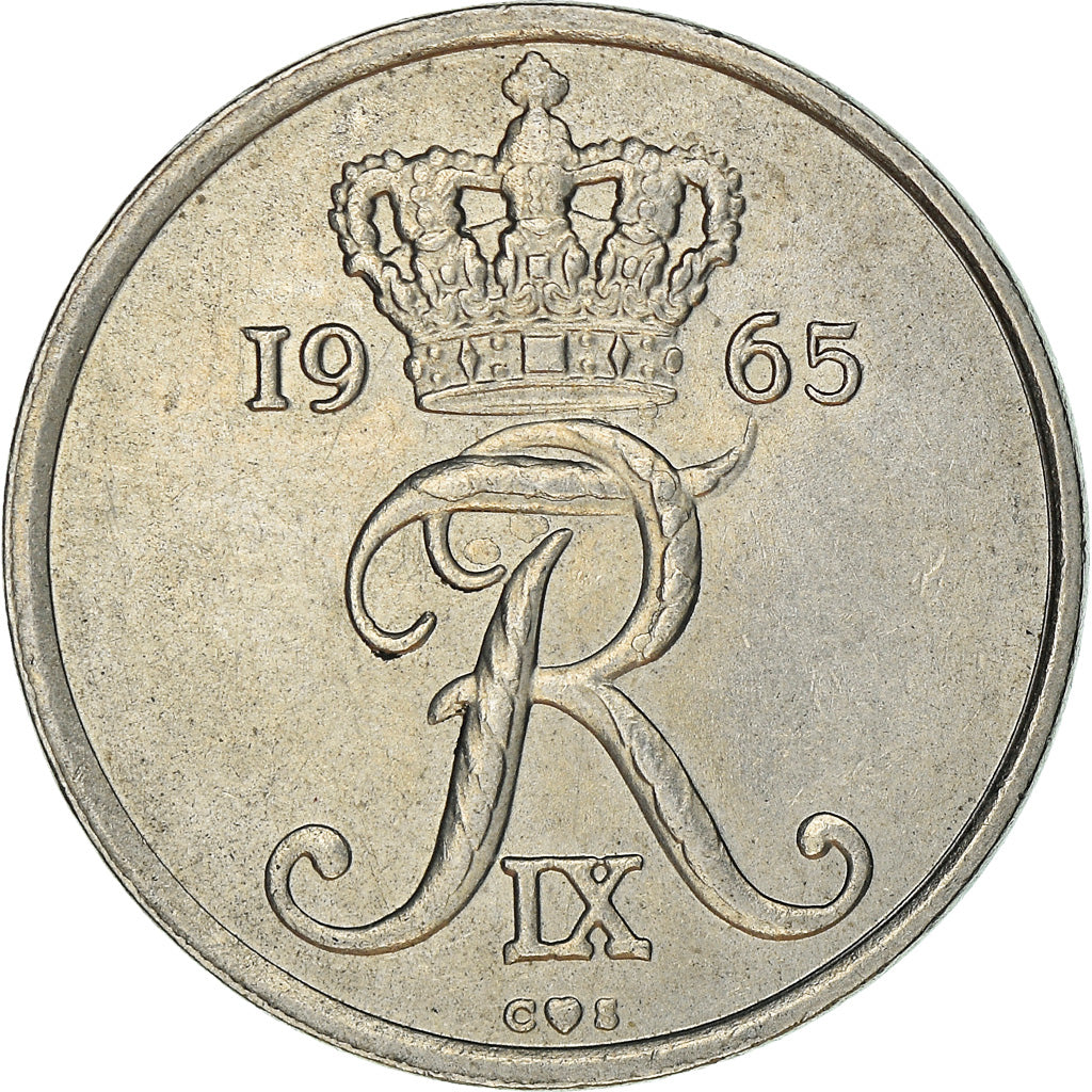 Coin, Denmark, Frederik IX, 25 Öre, 1965, Copenhagen, EF(40-45), Copper-nickel