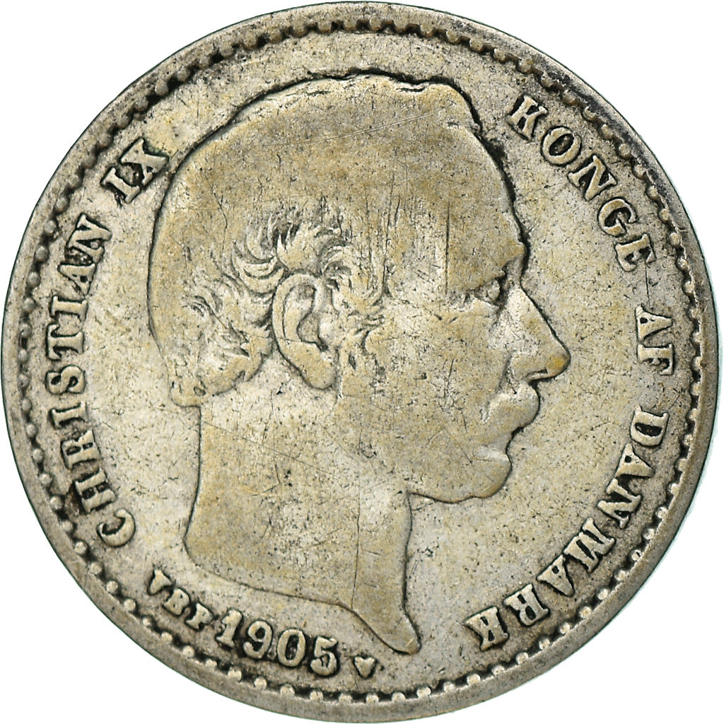 Münze, Dänemark, Christian IX, 25 Öre, 1905, Copenhagen, S+, Silber, KM:796.2