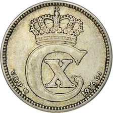 Coin, Denmark, Christian X, 25 Öre, 1916, Copenhagen, VF(30-35), Silver