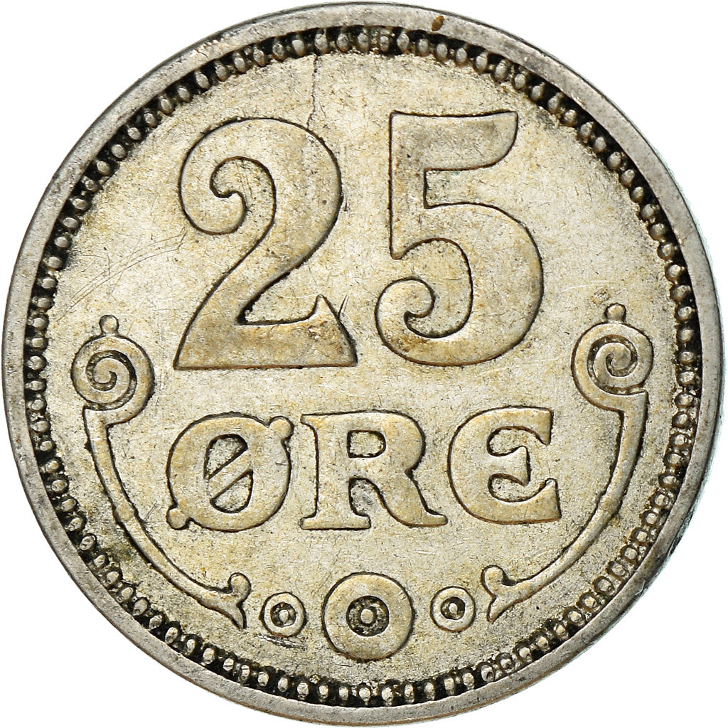 Coin, Denmark, Christian X, 25 Öre, 1916, Copenhagen, VF(30-35), Silver