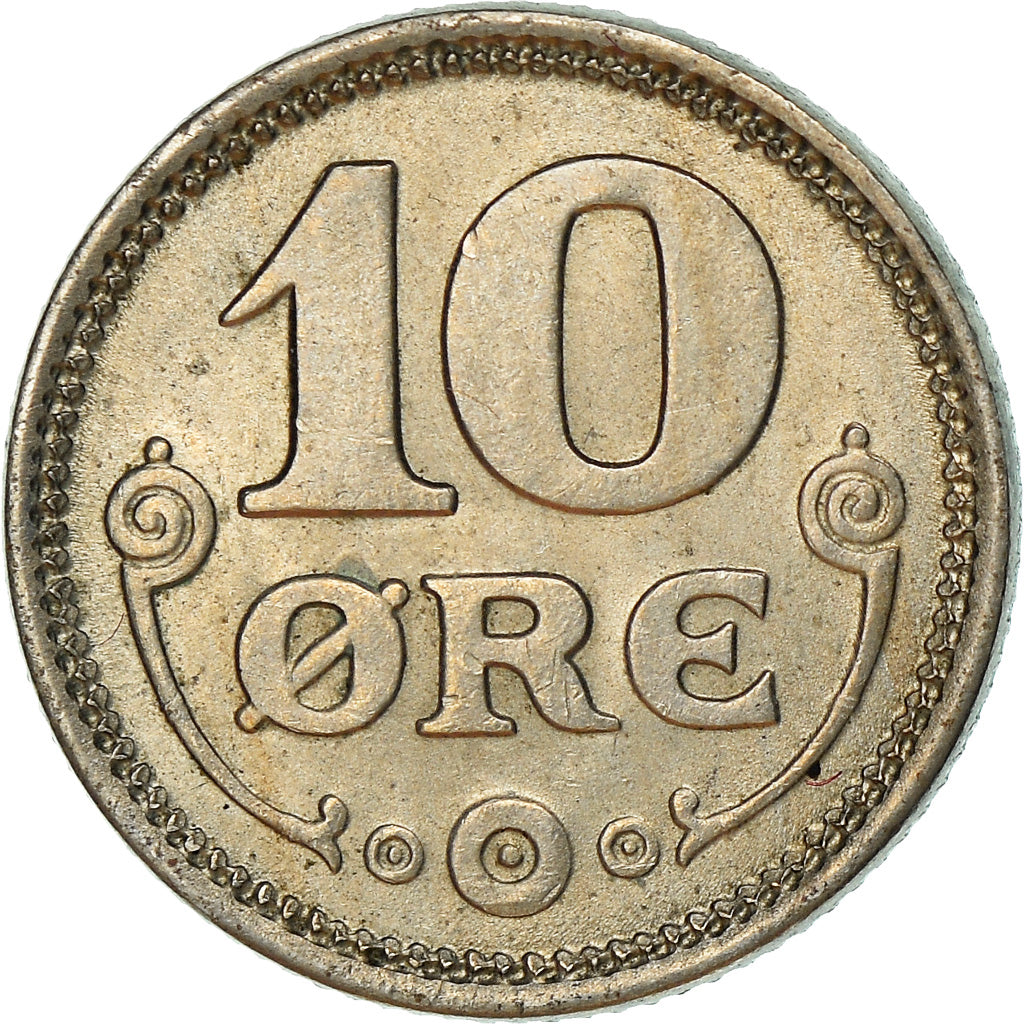 Coin, Denmark, Christian X, 10 Öre, 1921, Copenhagen, VF(30-35), Copper-nickel
