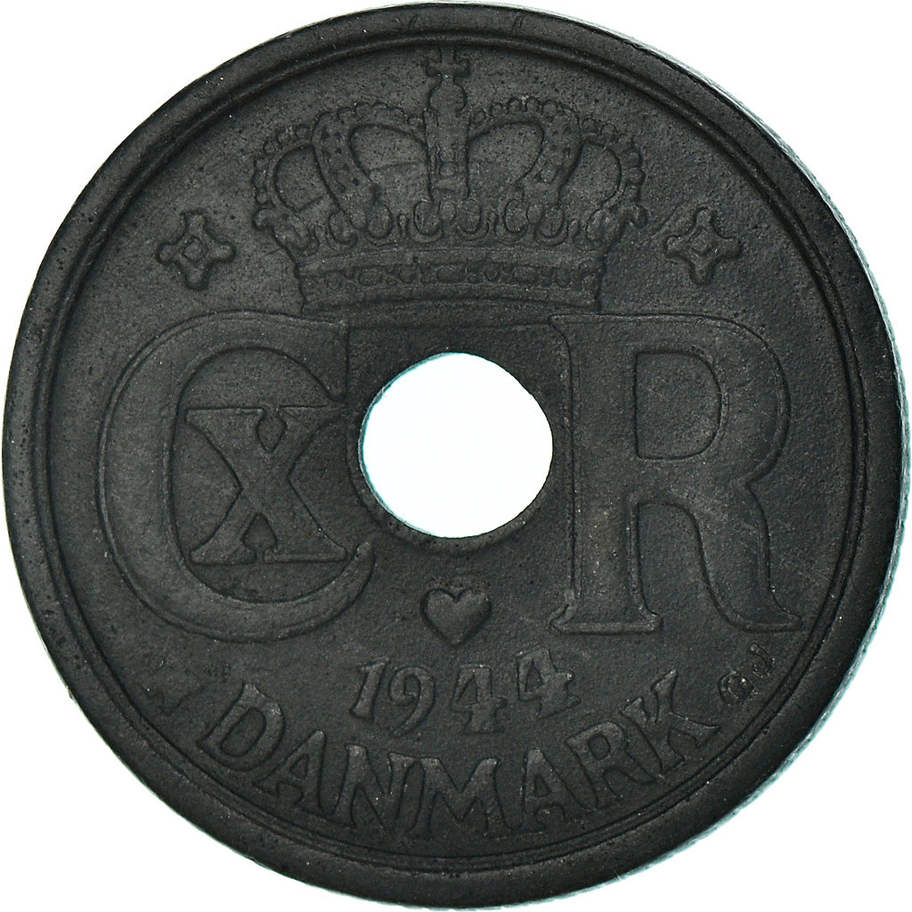 Münze, Dänemark, Christian X, 10 Öre, 1944, Copenhagen, S+, Zinc, KM:822.2a