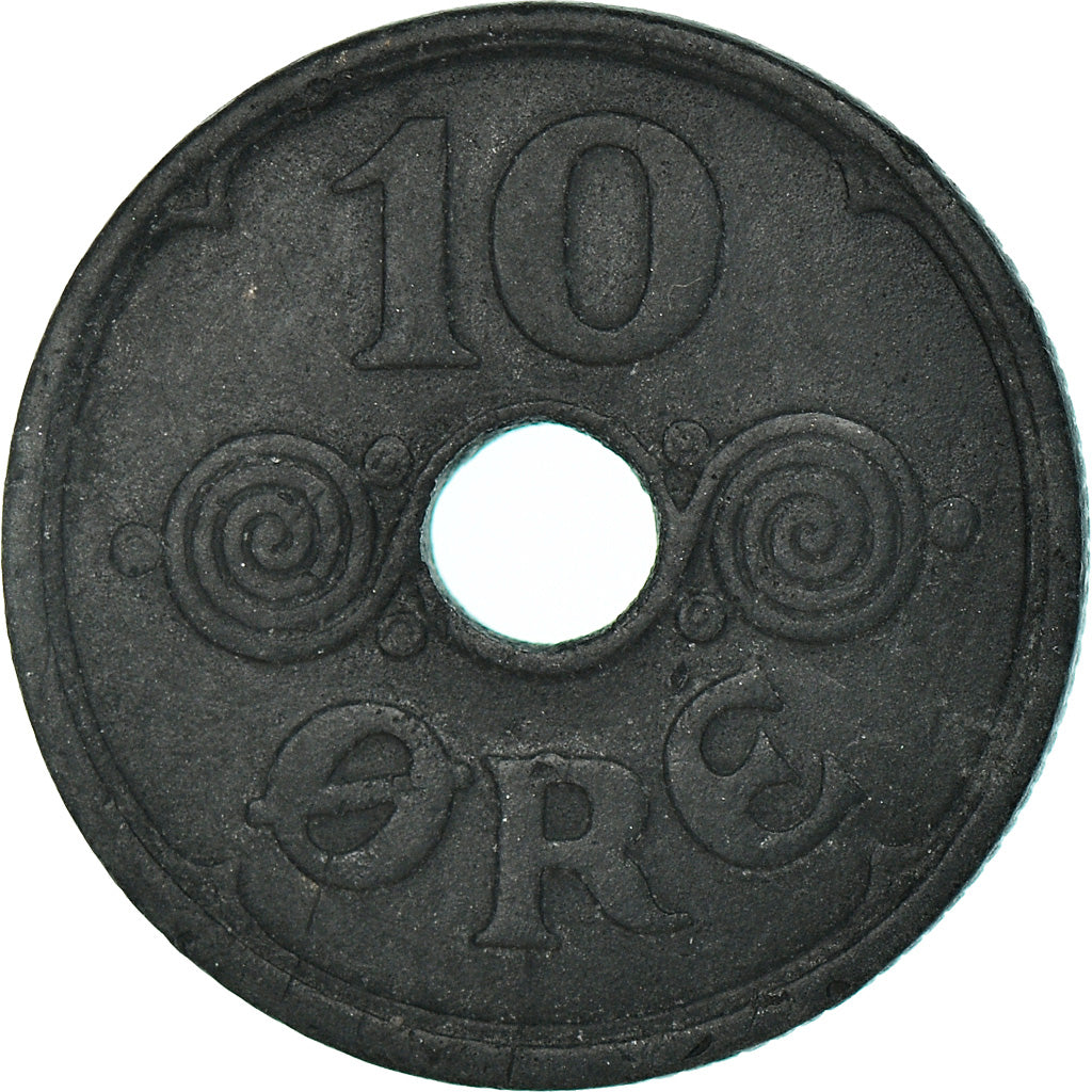 Münze, Dänemark, Christian X, 10 Öre, 1944, Copenhagen, S+, Zinc, KM:822.2a