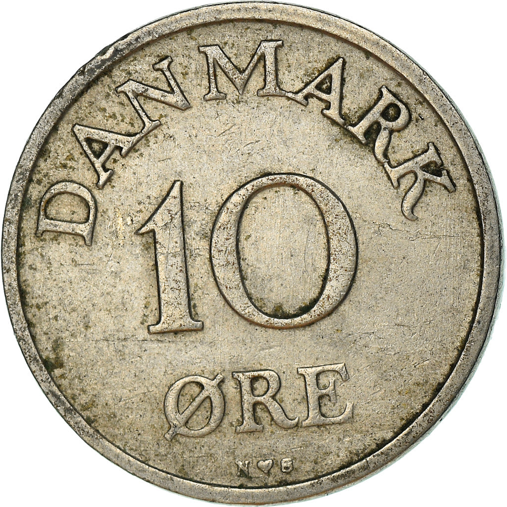 Munten, Denemarken, Frederik IX, 10 Öre, 1948, Copenhagen, FR+, Copper-nickel