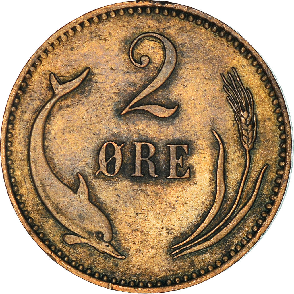 Munten, Denemarken, Christian IX, 2 Öre, 1897, Copenhagen, FR+, Bronze