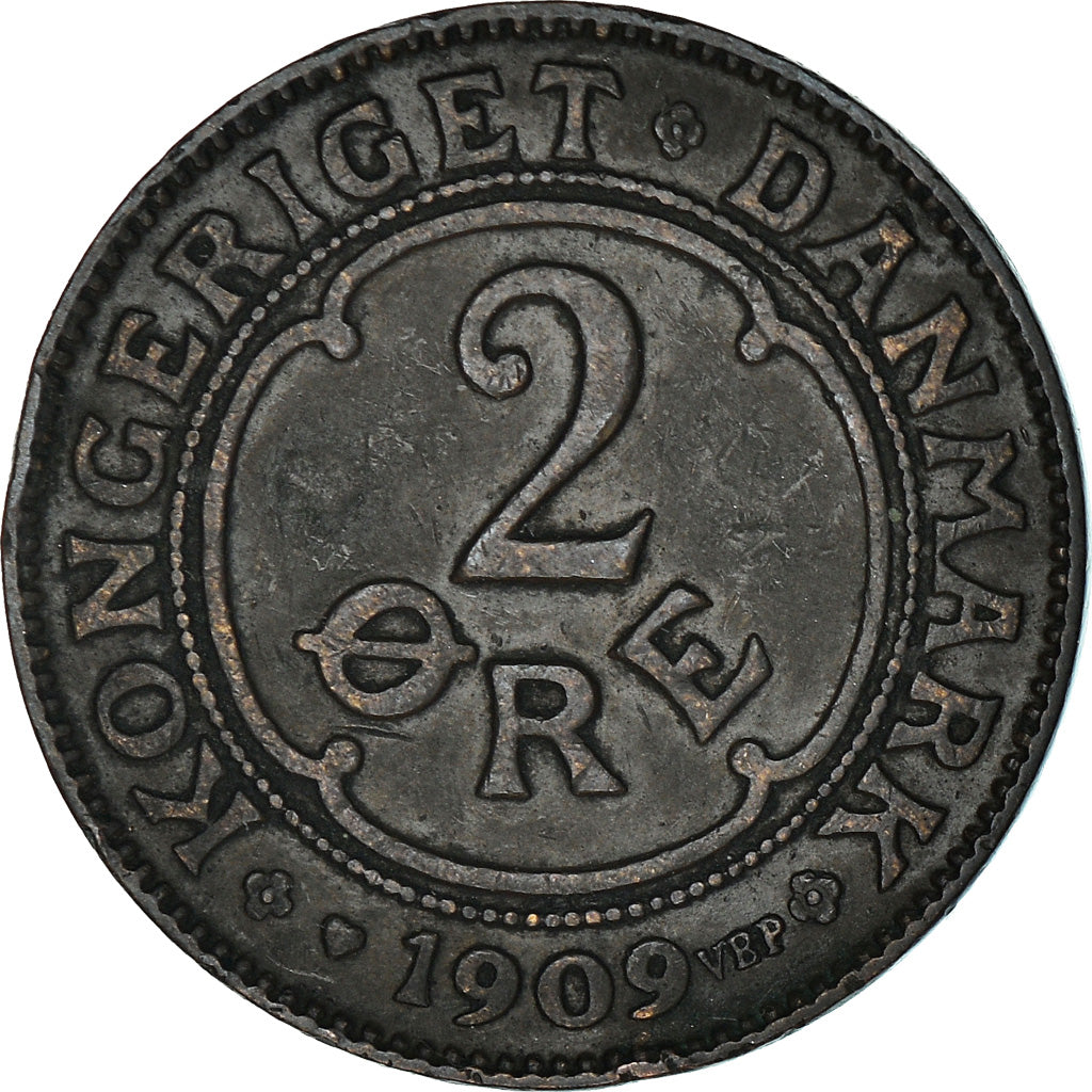 Coin, Denmark, Frederik VIII, 2 Öre, 1909, Copenhagen, VF(30-35), Bronze