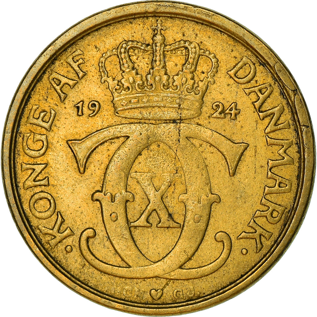Coin, Denmark, Christian X, 1/2 Krone, 1924, Copenhagen, VF(30-35)