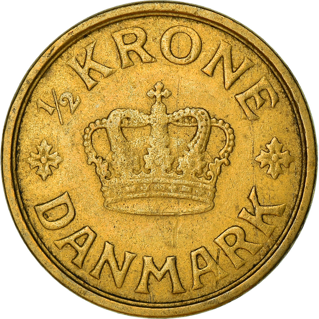 Coin, Denmark, Christian X, 1/2 Krone, 1924, Copenhagen, VF(30-35)