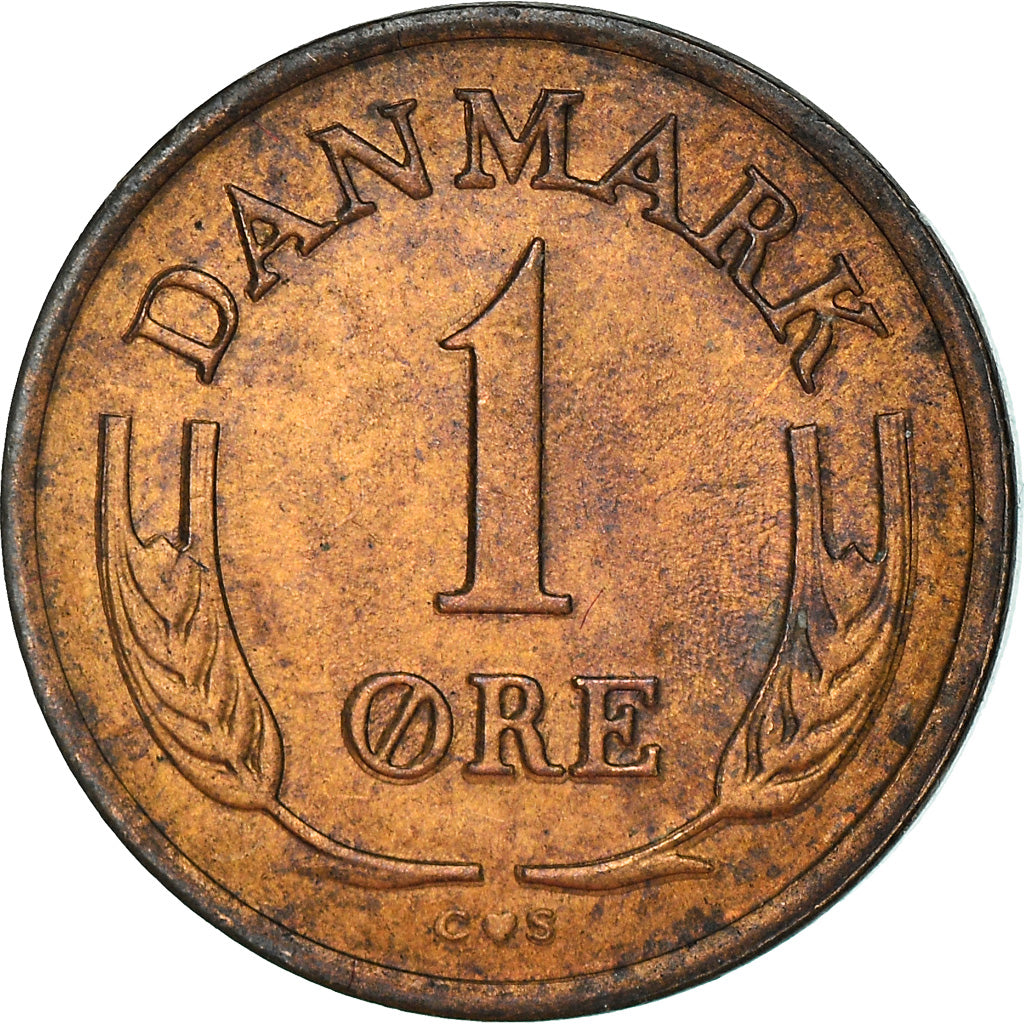 Moneda, Dinamarca, Frederik IX, Ore, 1963, Copenhagen, BC+, Bronce, KM:846