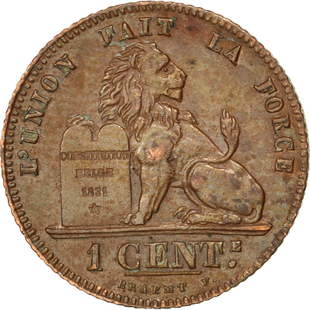 BELGIUM, Centime, 1914, KM #76, AU(55-58), Copper, 16.5, 2.03