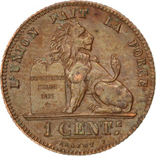 BELGIUM, Centime, 1914, KM #76, AU(55-58), Copper, 16.5, 2.03