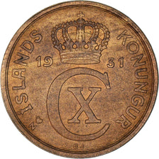 Coin, Iceland, Christian X, 2 Aurar, 1931, Copenhagen, VF(30-35), Bronze, KM:6.1