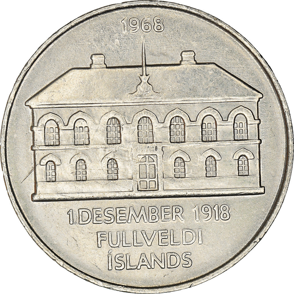 Coin, Iceland, 50 Kronur, 1968, EF(40-45), Nickel, KM:16
