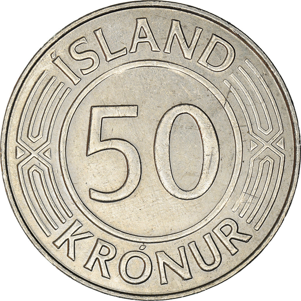 Coin, Iceland, 50 Kronur, 1968, EF(40-45), Nickel, KM:16