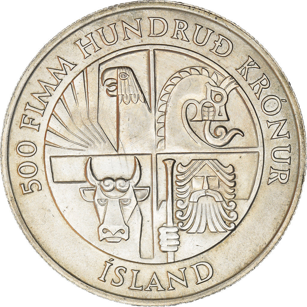 Coin, Iceland, 500 Kronur, 1974, EF(40-45), Silver, KM:20