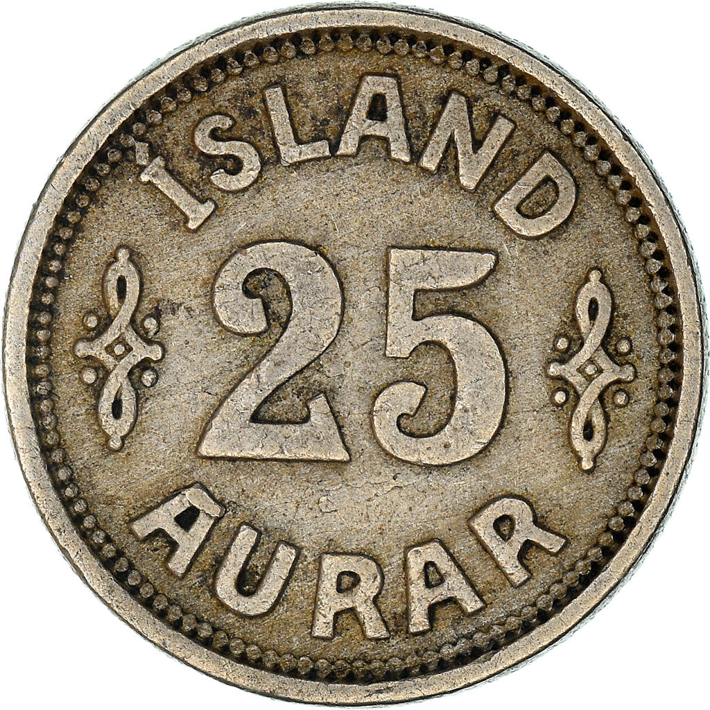 Coin, Iceland, Christian X, 25 Aurar, 1925, Copenhagen, VF(30-35)