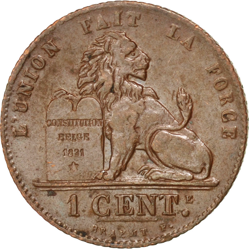 BELGIUM, Centime, 1912, KM #76, AU(55-58), Copper, 16.5, 1.98