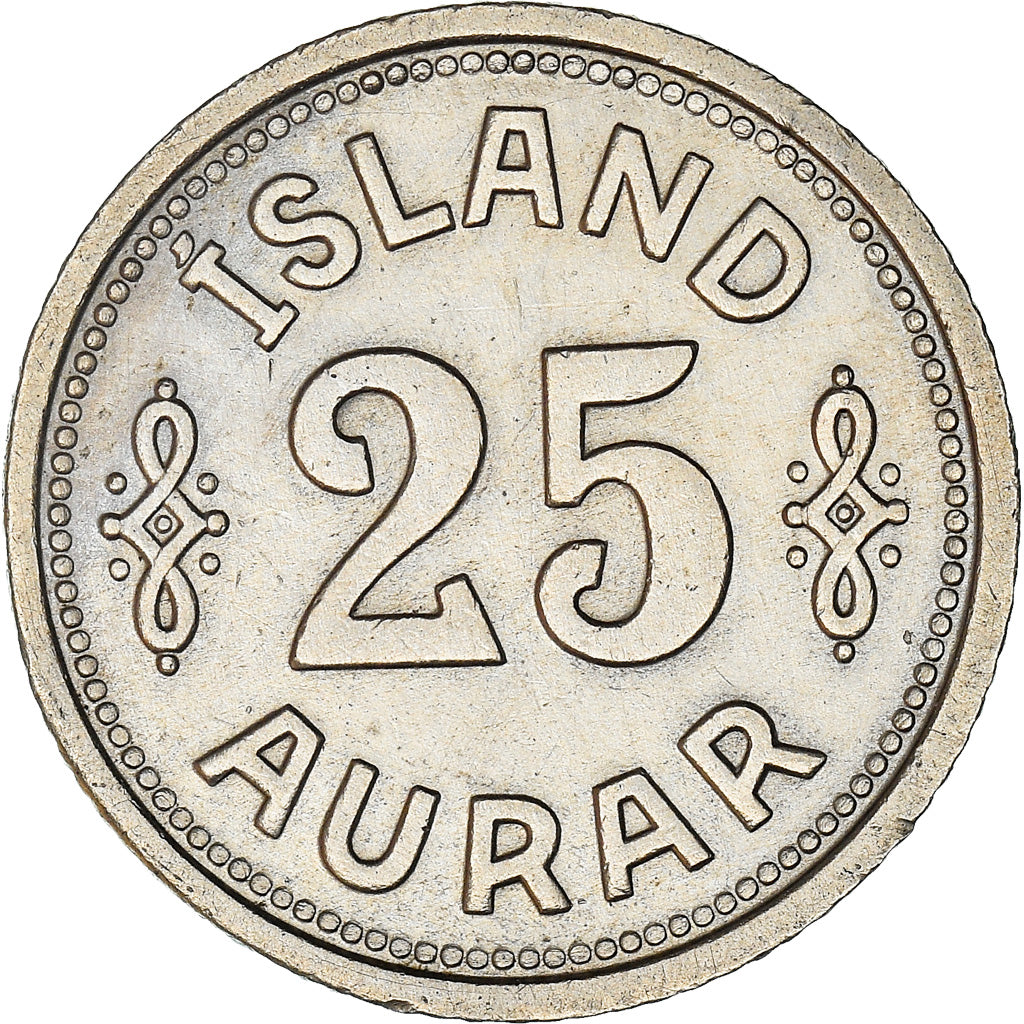Coin, Iceland, Christian X, 25 Aurar, 1940, London, EF(40-45), Copper-nickel