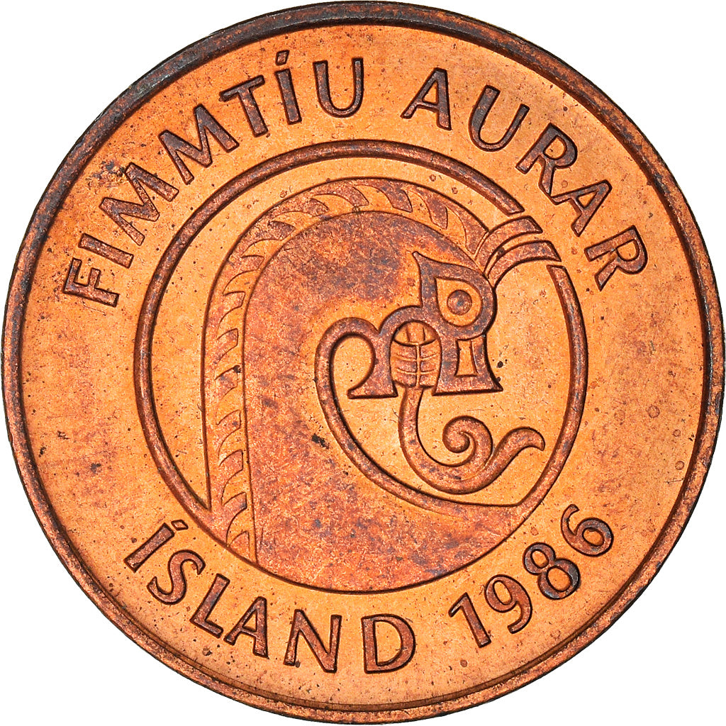 Moneta, Islanda, 50 Aurar, 1986, BB, Acciaio ricoperto in bronzo, KM:26a