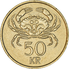 Coin, Iceland, 50 Kronur, 1987, EF(40-45), Nickel-brass, KM:31