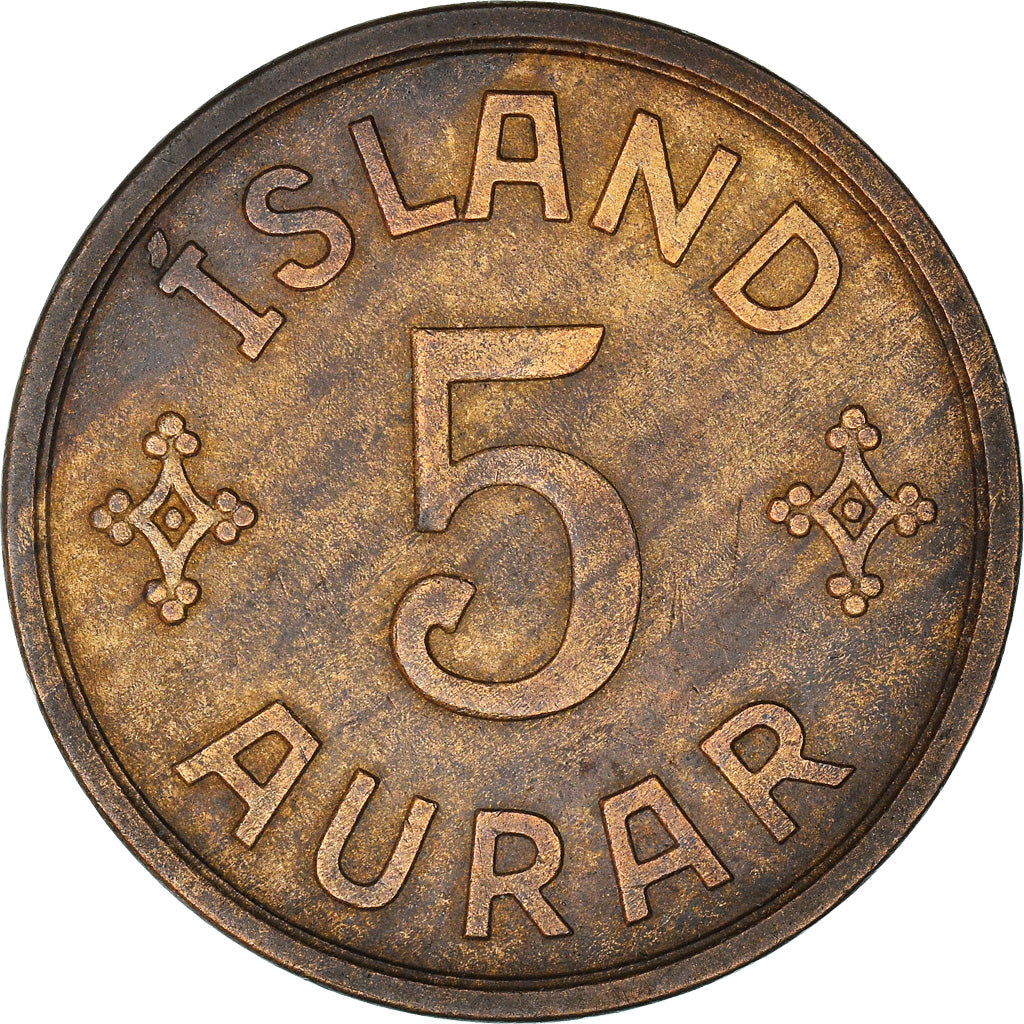 Coin, Iceland, Christian X, 5 Aurar, 1931, Copenhagen, VF(30-35), Bronze, KM:7.1