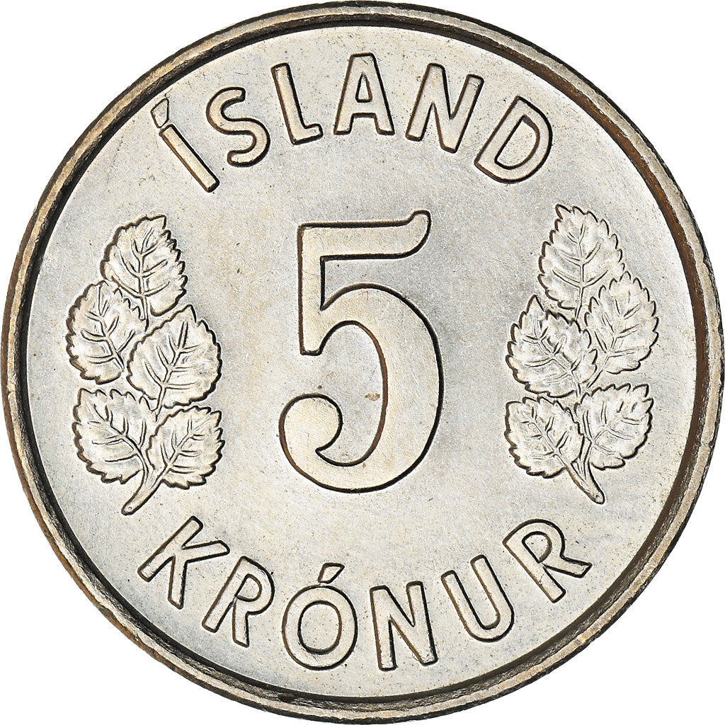 Coin, Iceland, 5 Kronur, 1975, EF(40-45), Copper-nickel, KM:18