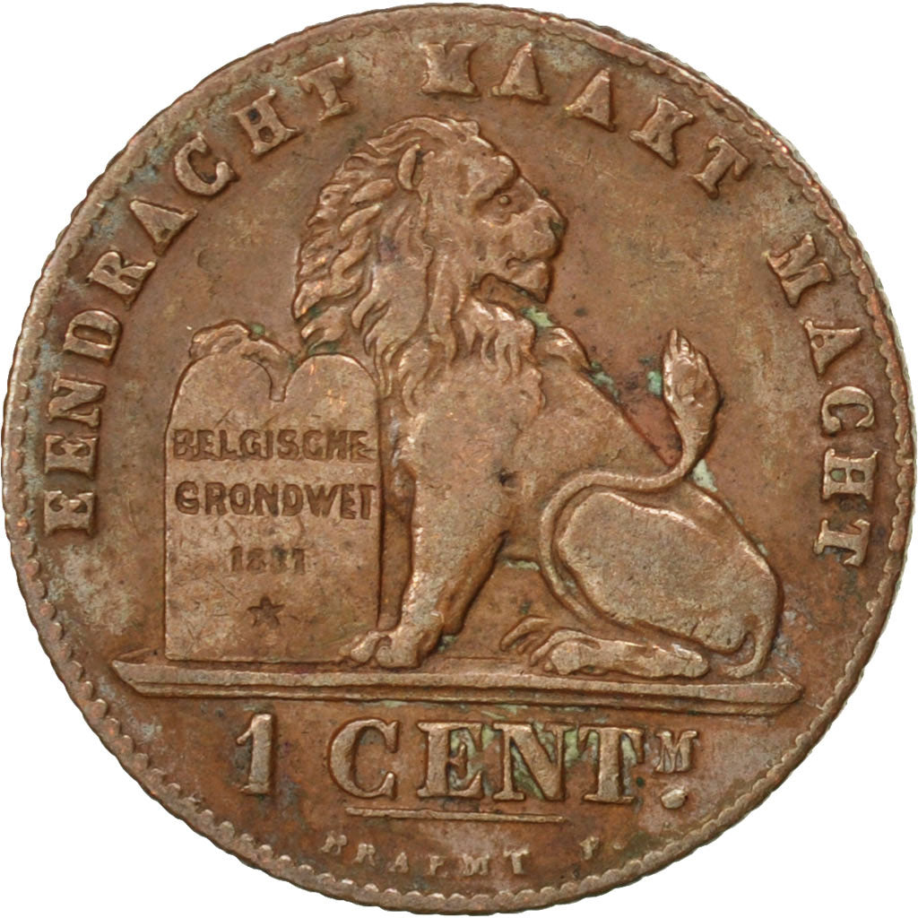 BELGIUM, Centime, 1912, KM #77, AU(55-58), Copper, 16.5, 1.99