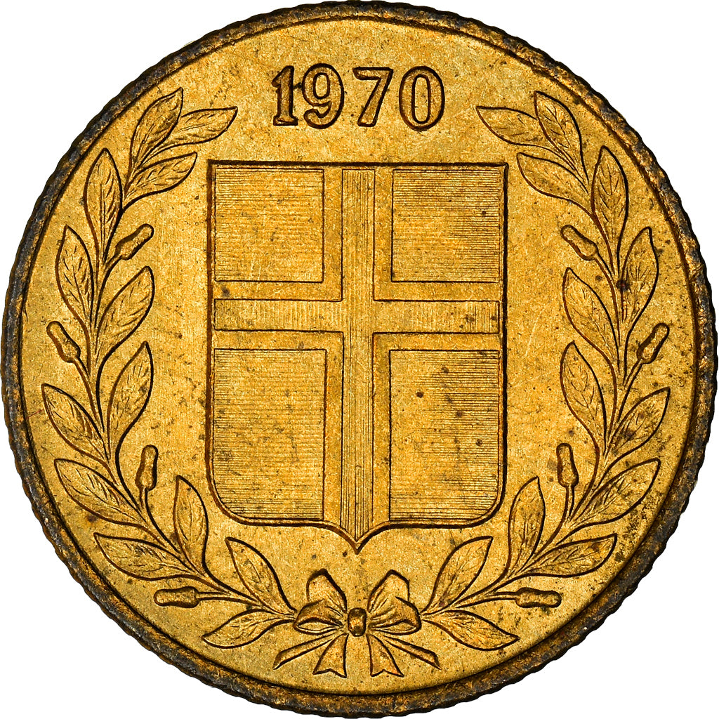 Coin, Iceland, 50 Aurar, 1970, EF(40-45), Nickel-brass, KM:17