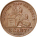 BELGIUM, 2 Centimes, 1919, KM #64, MS(63), Copper, 21.5, 3.98