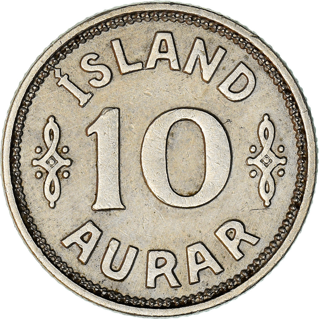 Moneta, Islanda, Christian X, 10 Aurar, 1922, Copenhagen, MB+, Rame-nichel