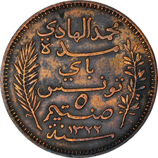 Coin, Tunisia, Muhammad al-Hadi Bey, 5 Centimes, 1904, Paris, VF(30-35), Bronze