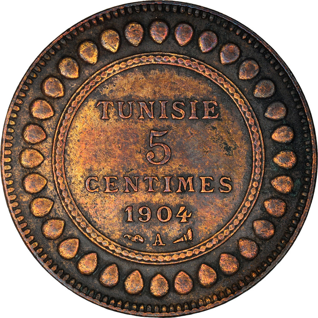 Coin, Tunisia, Muhammad al-Hadi Bey, 5 Centimes, 1904, Paris, VF(30-35), Bronze