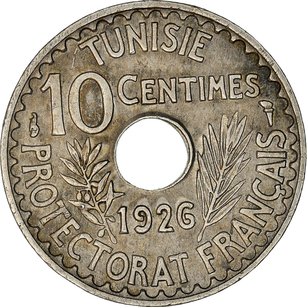 Münze, Tunesien, Muhammad al-Habib Bey, 10 Centimes, 1926, Paris, S+