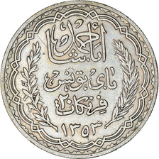Coin, Tunisia, Ahmad Pasha Bey, 20 Francs, 1934, Paris, EF(40-45), Silver