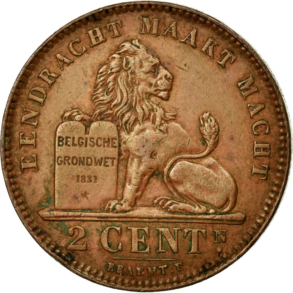 Coin, Belgium, Albert I, 2 Centimes, 1919, AU(55-58), Copper, KM:65