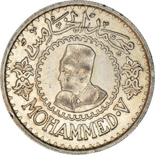 Coin, Morocco, Mohammed V, 500 Francs, 1956, Paris, EF(40-45), Silver, KM:54