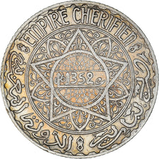 Coin, Morocco, Mohammed V, 5 Francs, 1933, Paris, EF(40-45), Silver, KM:37