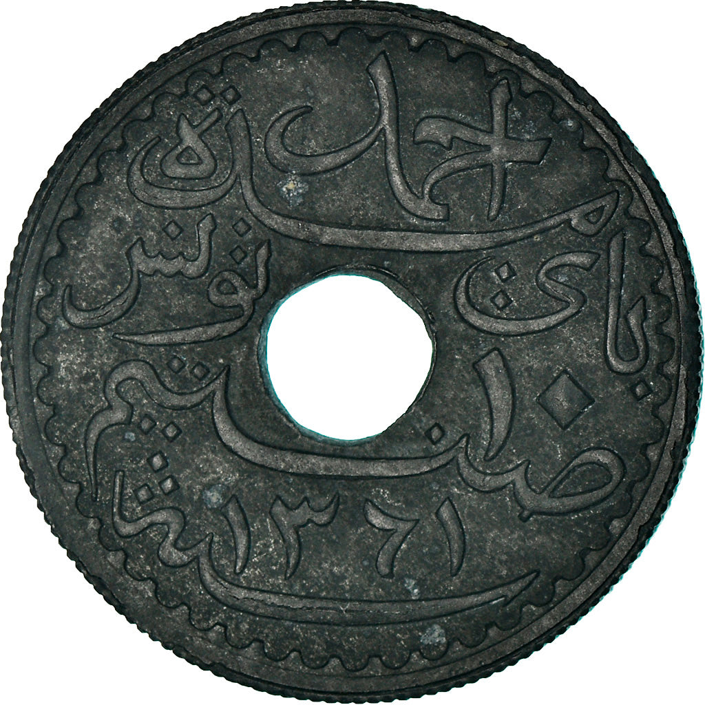 Coin, Tunisia, Ahmad Pasha Bey, 10 Centimes, 1942, Paris, VF(30-35), Zinc