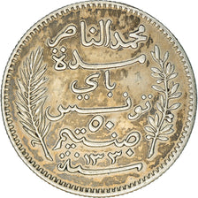 Coin, Tunisia, Muhammad al-Nasir Bey, 50 Centimes, 1912, Paris, EF(40-45)