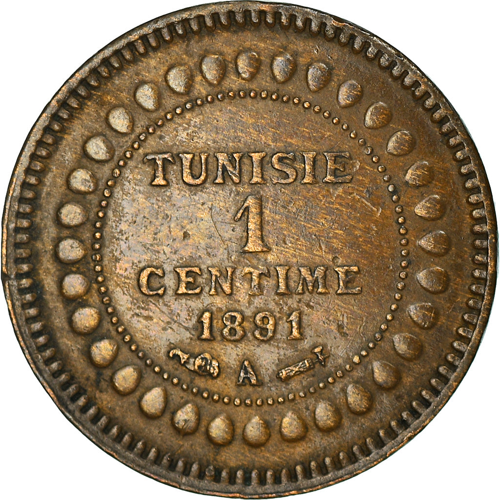 Münze, Tunesien, Centime, 1891, Paris, SS, Bronze